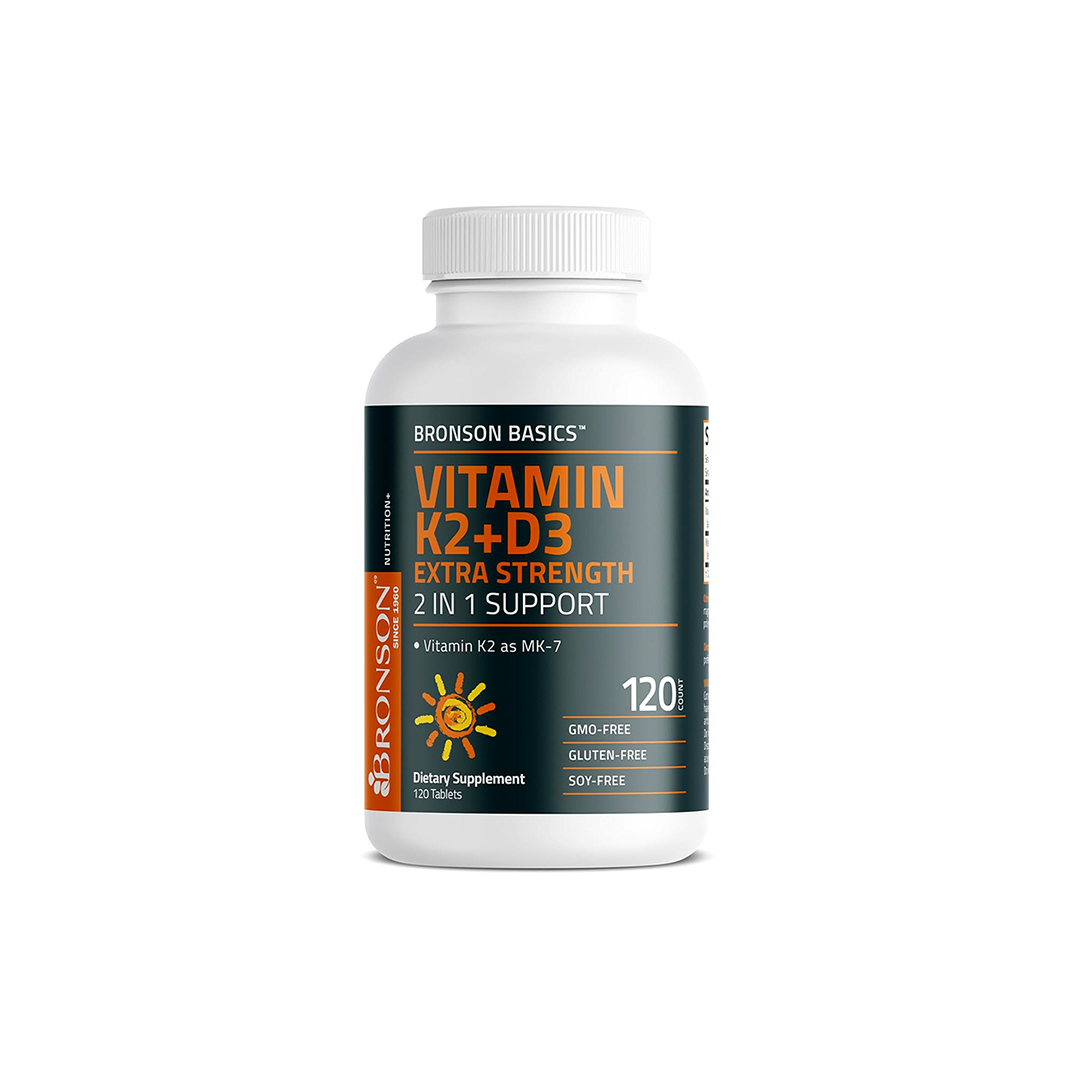 Bronson Vitamin K2 (MK-7) with D3 Extra Strength – 10,000 IU D3 & 120 mcg K2 – 120 Tablets