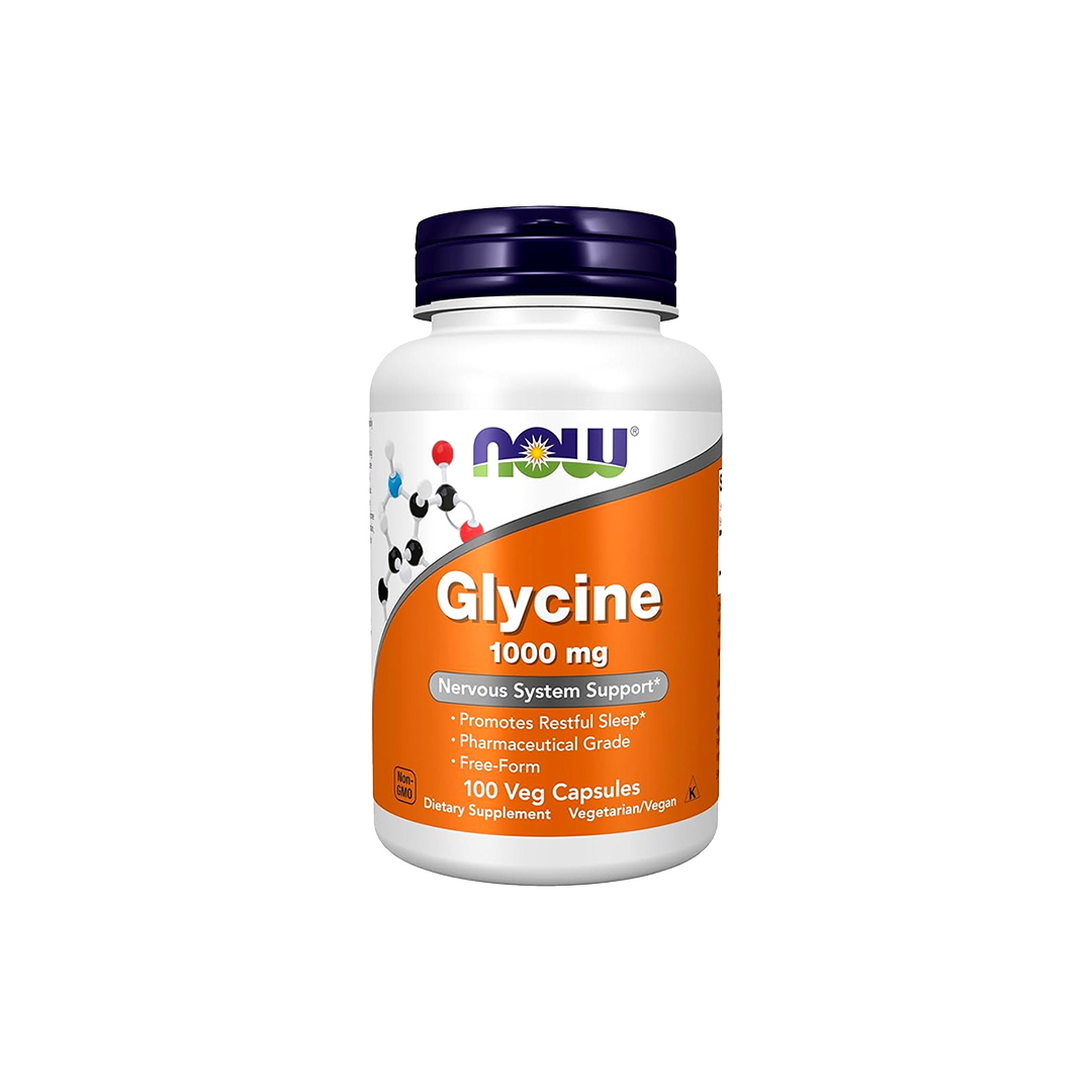 NOW Foods Glycine 1000mg Free-Form – Neurotransmitter & Sleep Support | 100 Veg Capsules